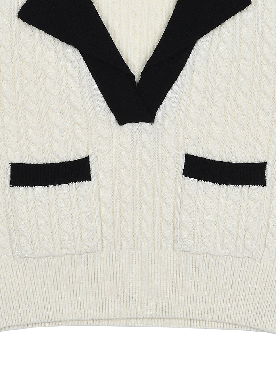 Double collar Cable Knit Vest