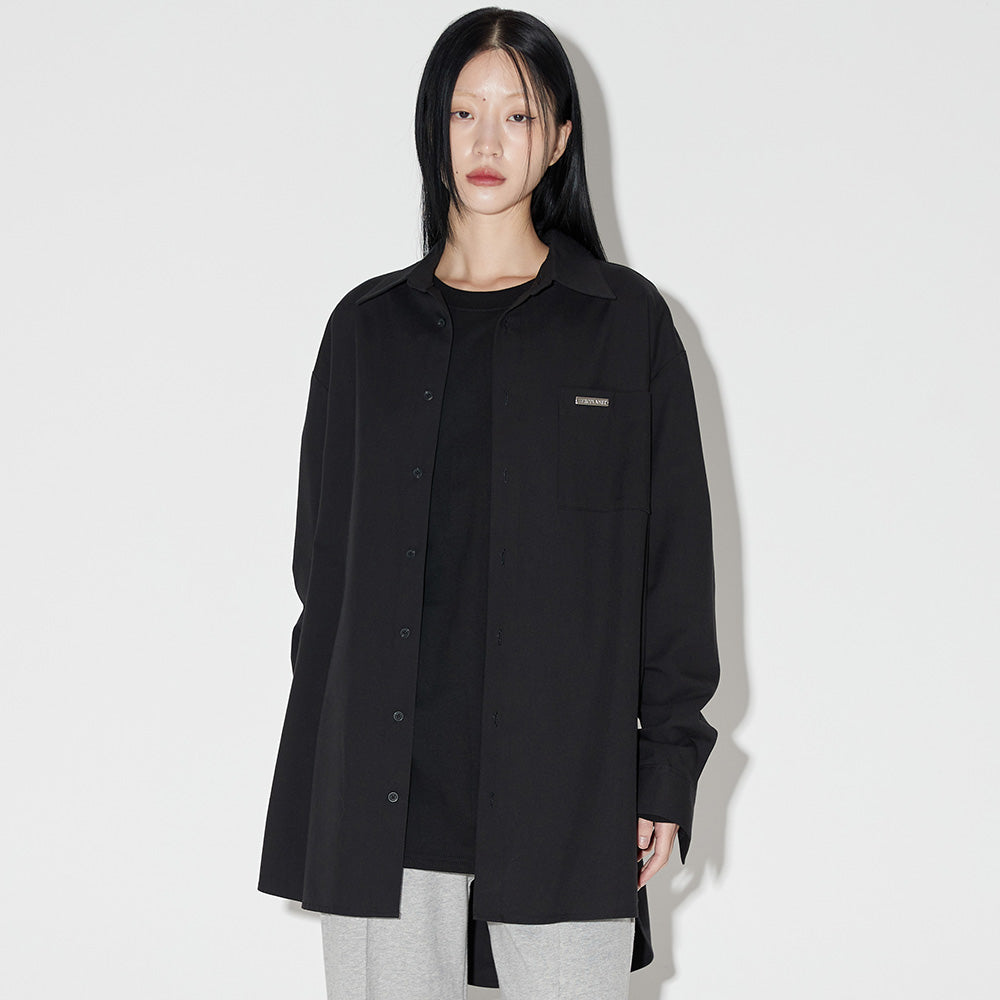 ソリッドオーバーフィットロングスリーブシャツ / Solid Overfit Long sleeve shirt [BLACK]