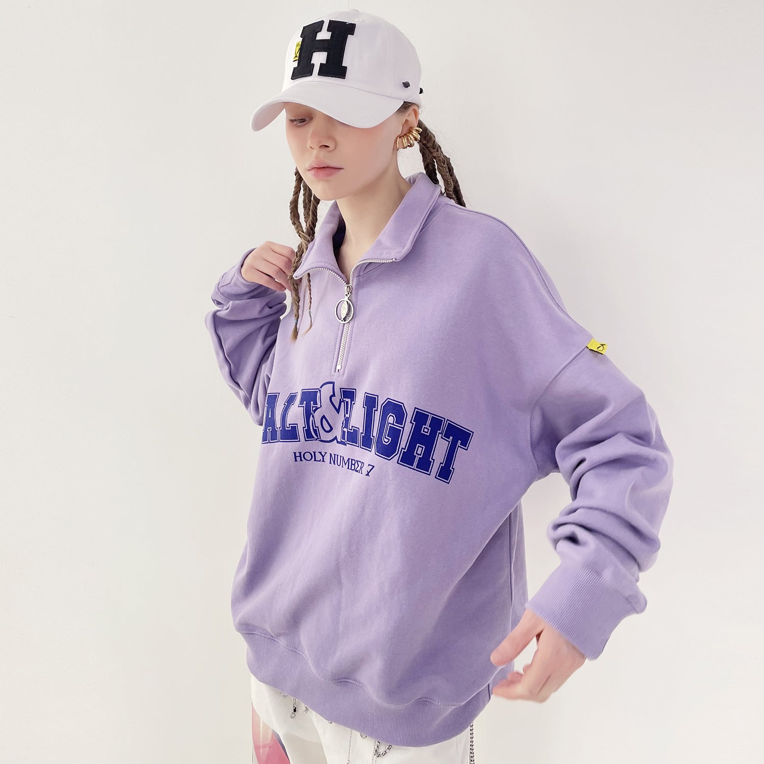 SALT & LIGHT NECK ZIPPER SWEATSHIRT_PURPLE