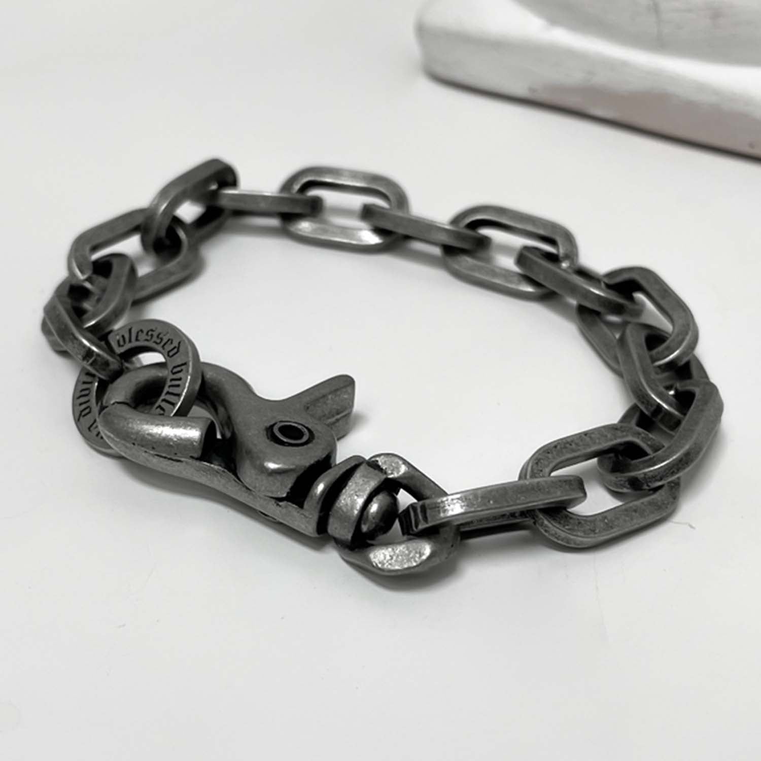 [BLESSEDBULLET]11mm round chain link bracelet_dark silver
