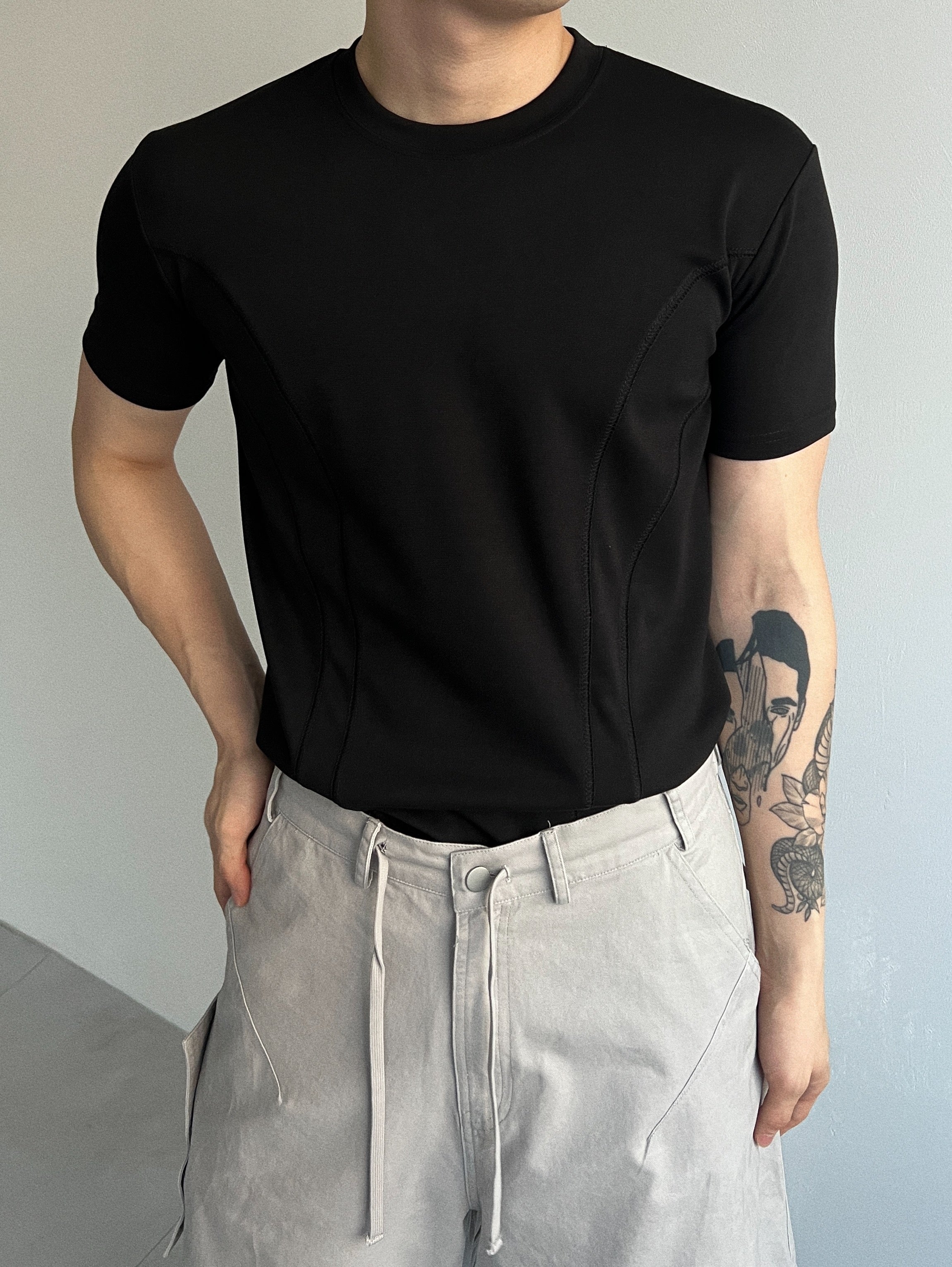 Double cut Muscle Fit Short Sleeve(3colors)