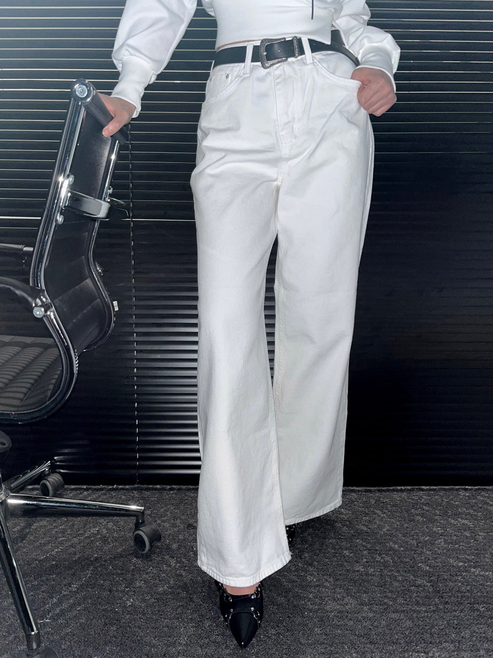 All Day Classic Cotton Wide Pants (White)