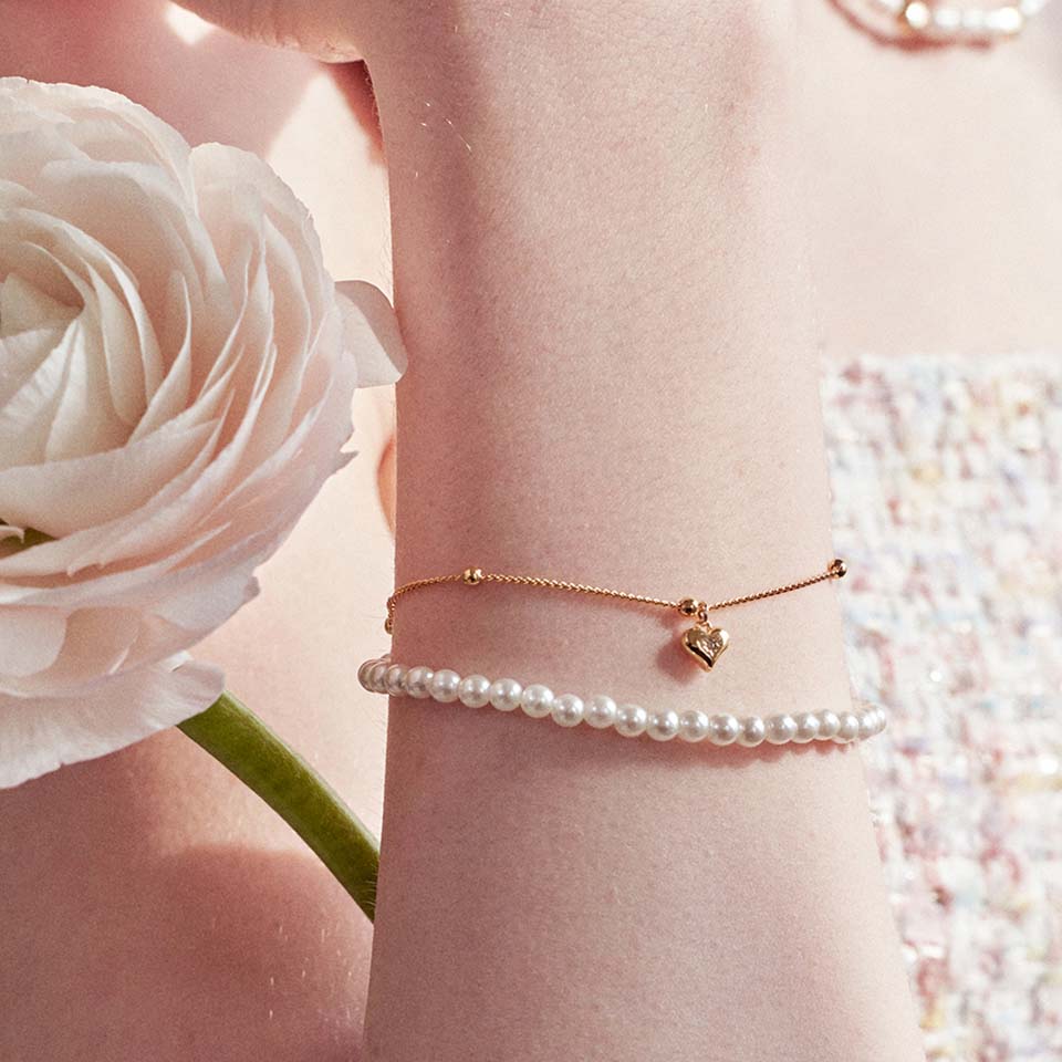 fia heart pearl layered bracelet