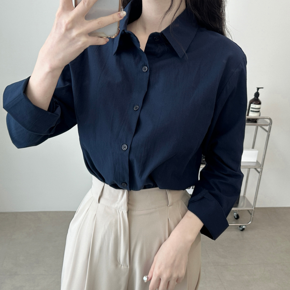 Cotton Basic Long Sleeved Shirt