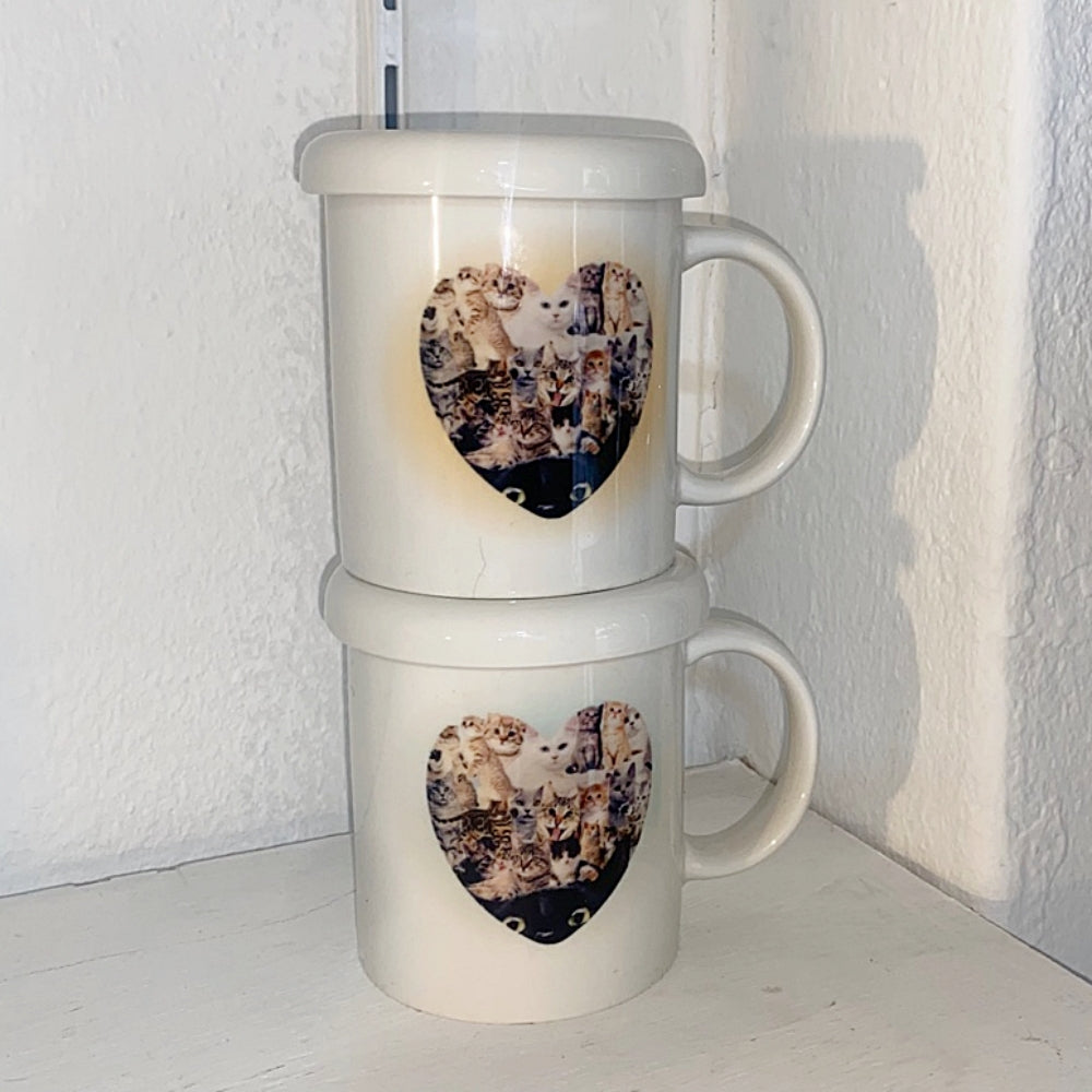 Heart cat mug (navy&orange)