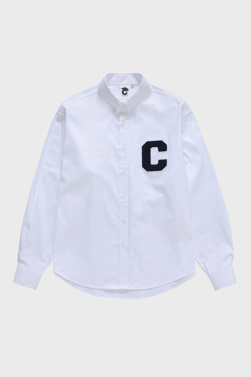 Cワッペン ロングスリーブ オックスフォードシャツ・ホワイト［ユニセックス］ / C Patch Unisex White Oxford Shirt