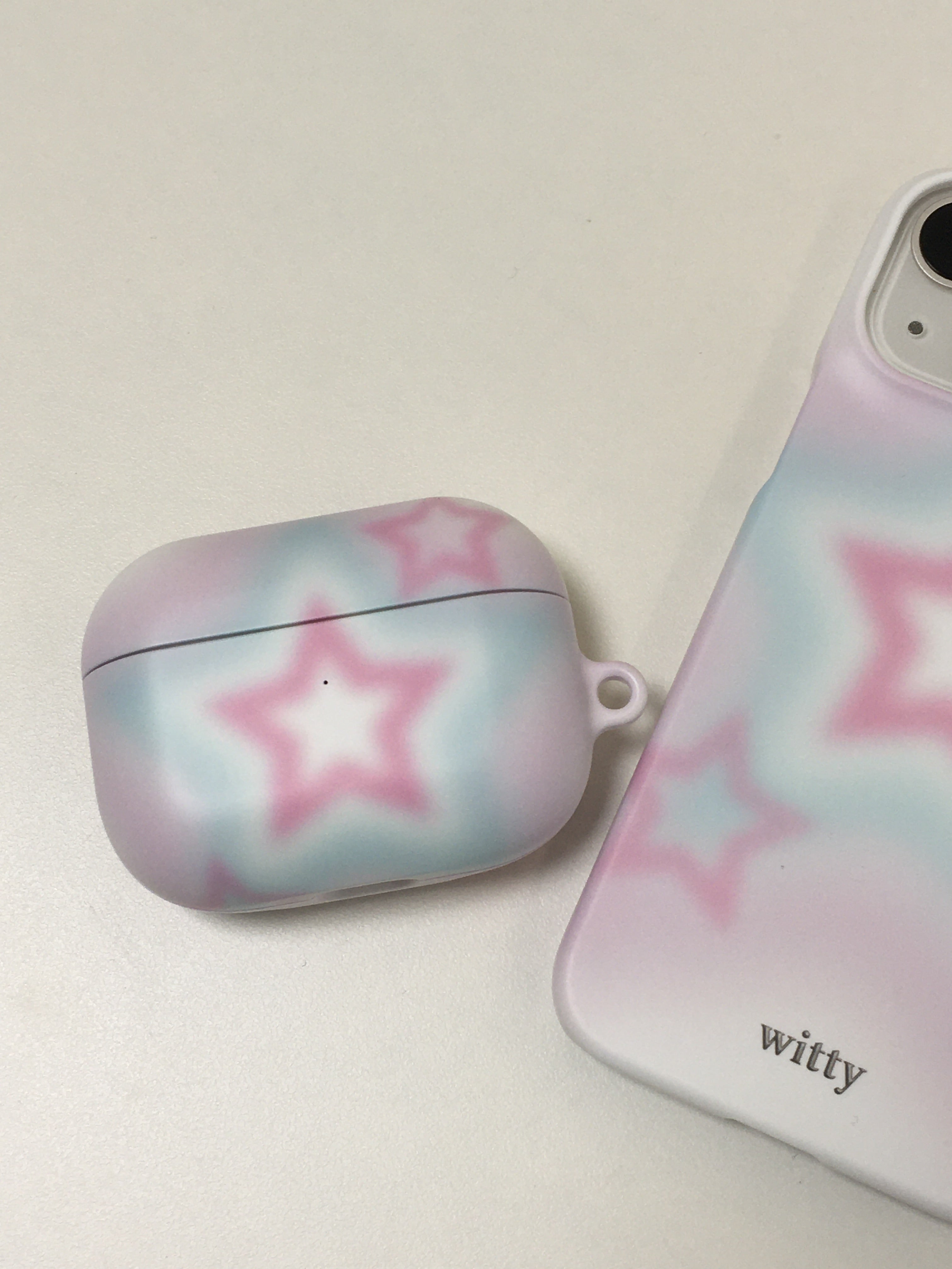 witty blush star airpods case (pink+skyblue)