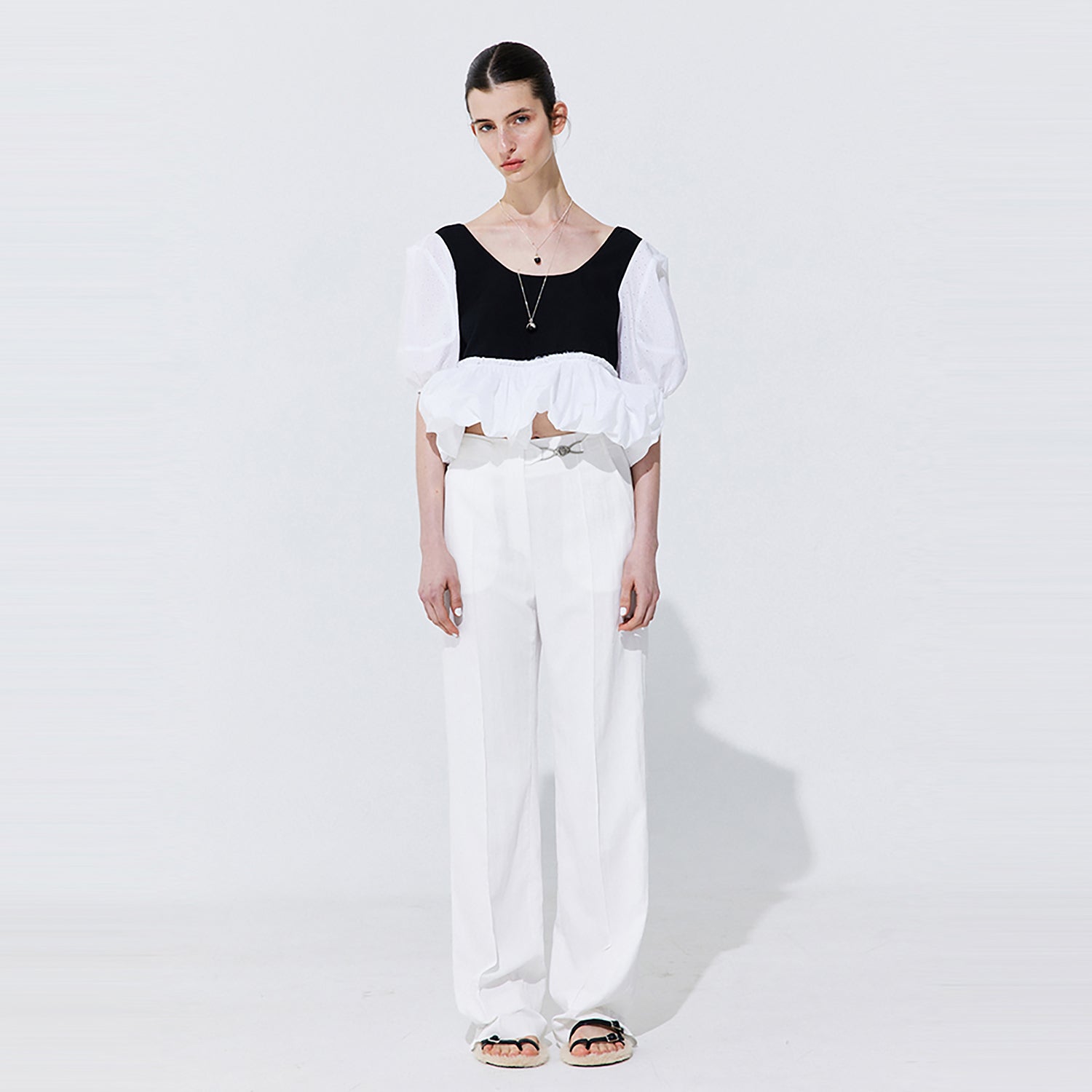 Belted Straight Trousers_White