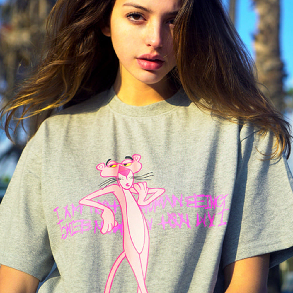 Pink Panther Leaning Against Our Logo T-Shirt (2color)