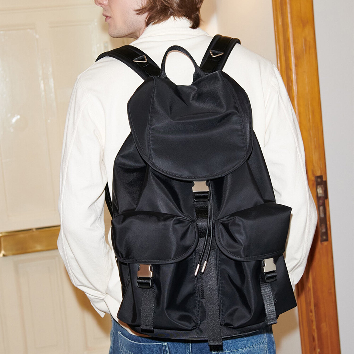 [After Pray Edition] 2-Pocket Nylon Cargo Rucksack (Black&Nickel)