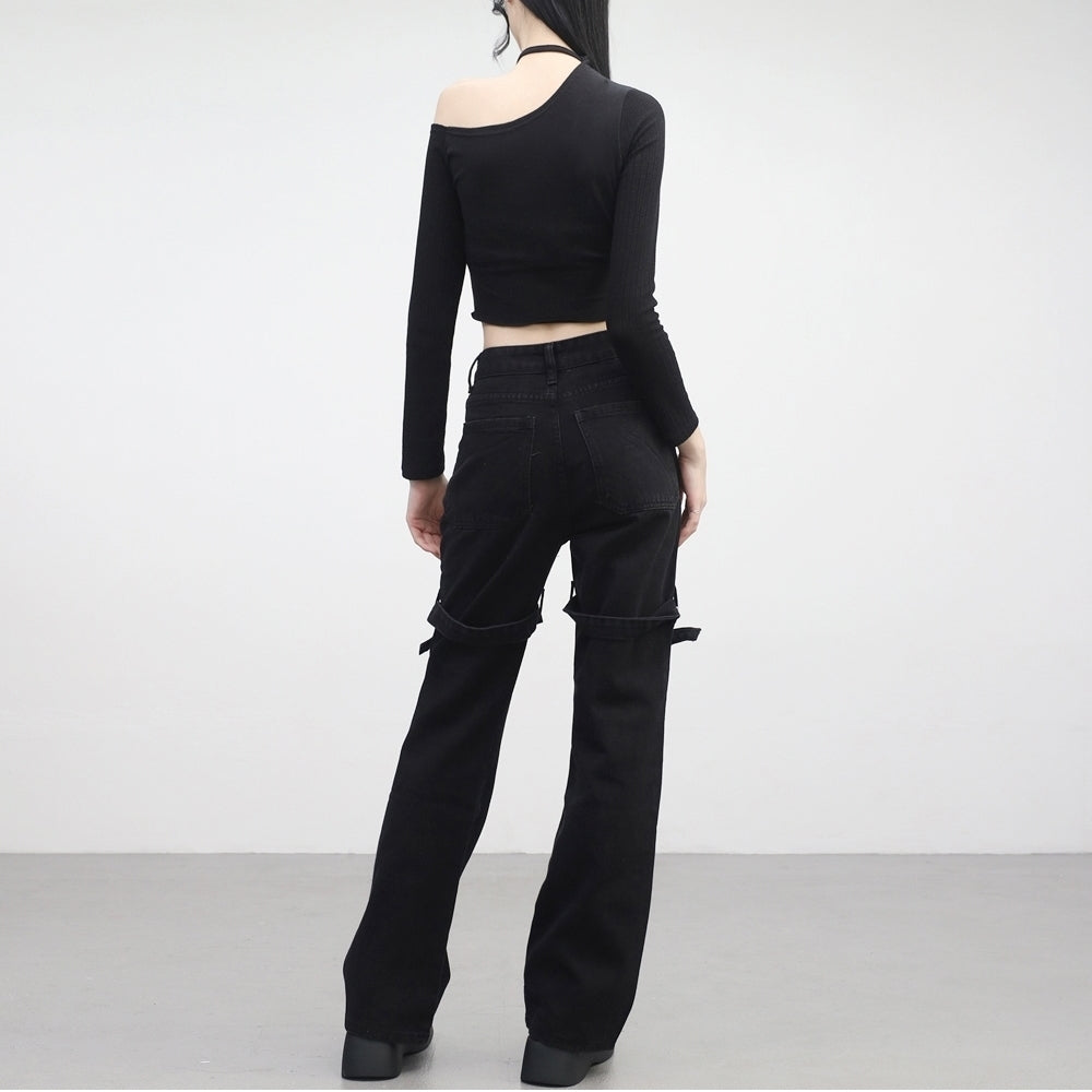 Alon Belted Bootcut Denim Pants