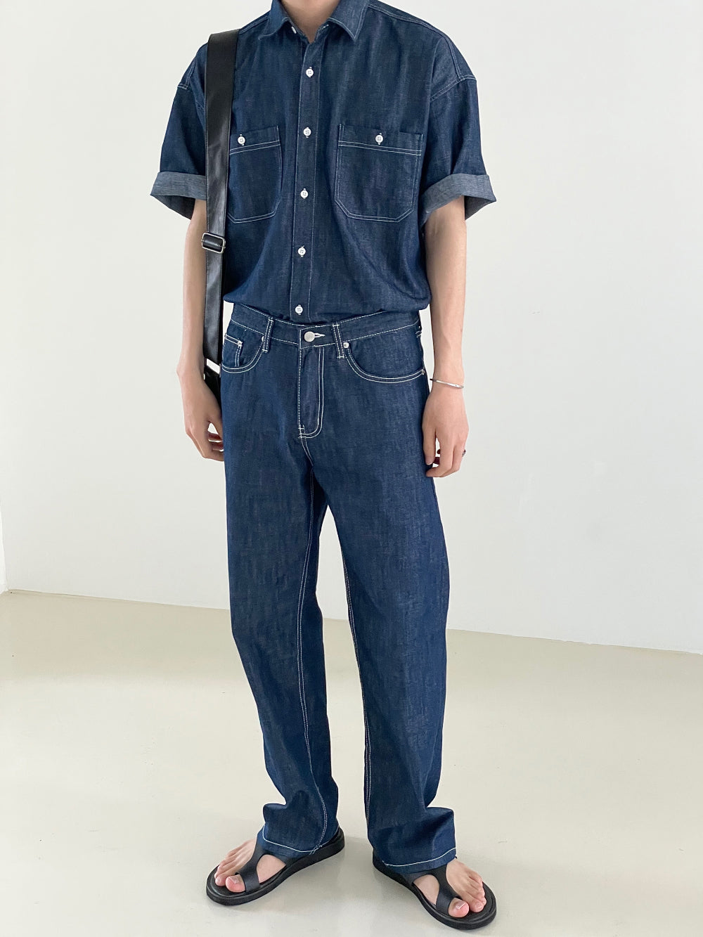 Modern denim set up half shirts