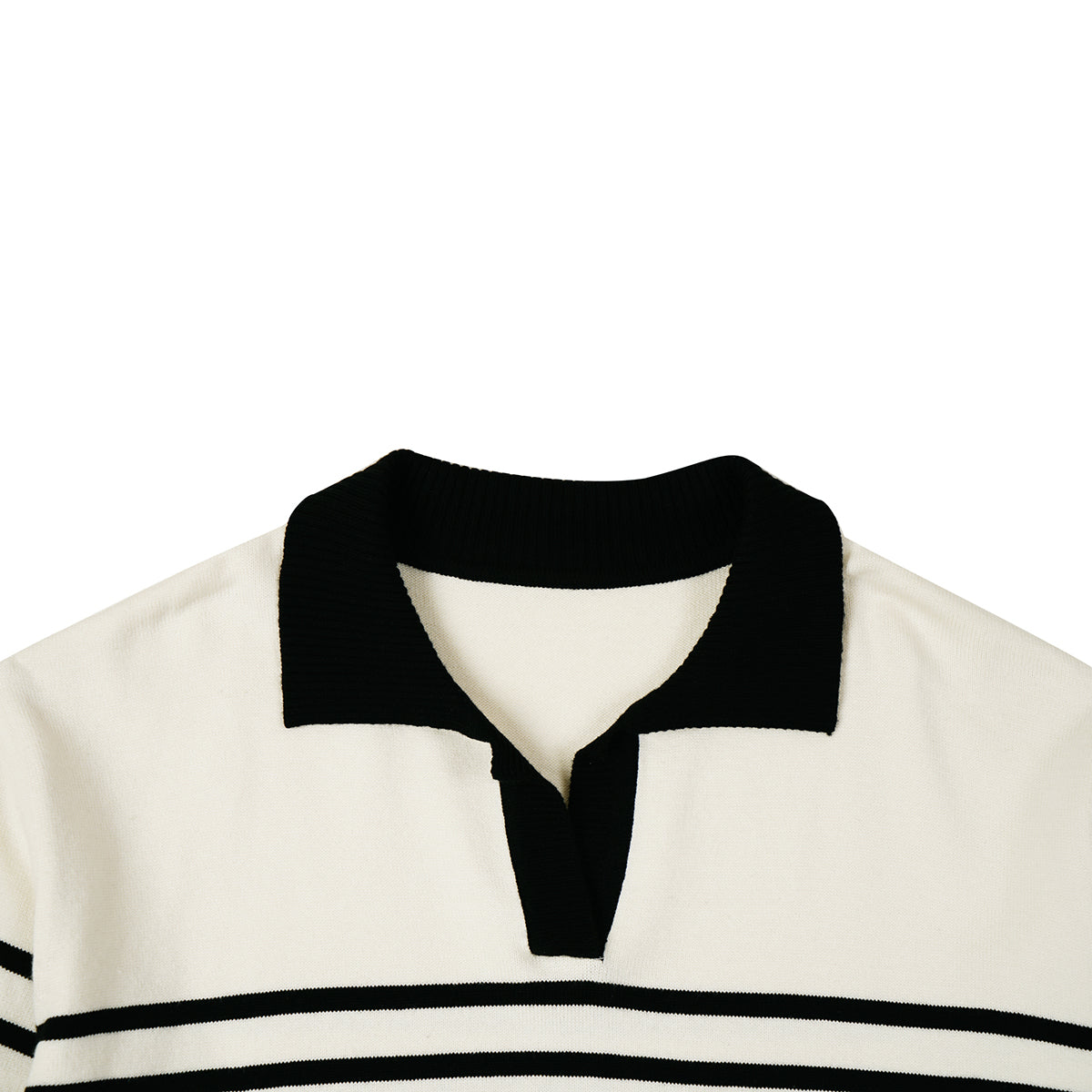 ストライプカラーニット / STRIPE COLLAR KNIT_BLACK