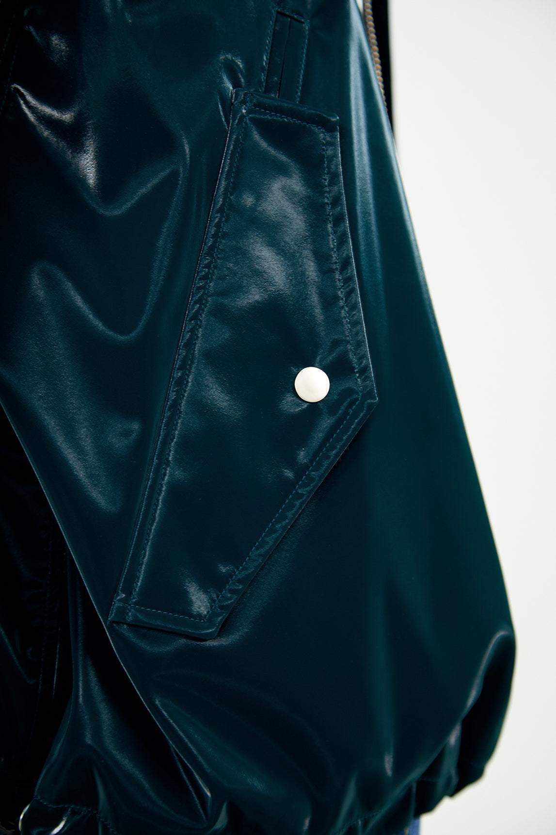 Glossy overfit  jacket (Steal Green)