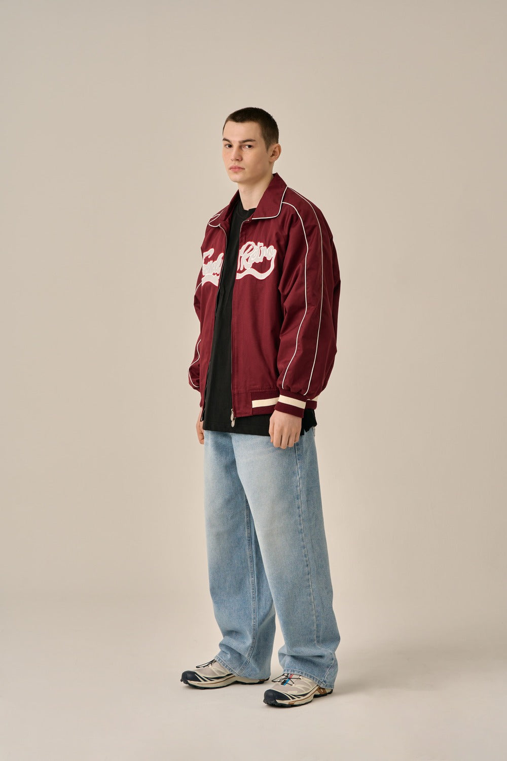 BIG LOGO PIPING BLOUSON - BURGUNDY