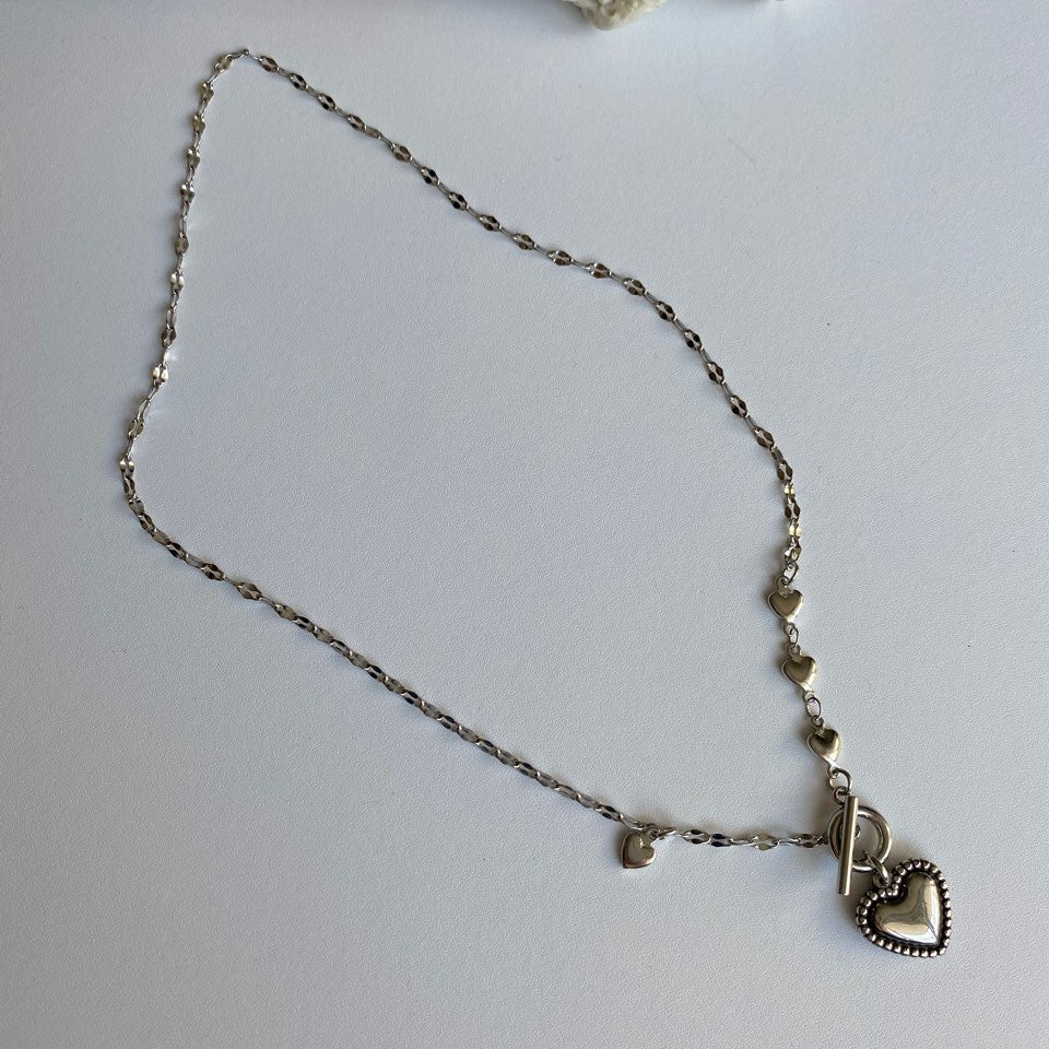 eh Unique Heart Surgical Toggle Bar Necklace