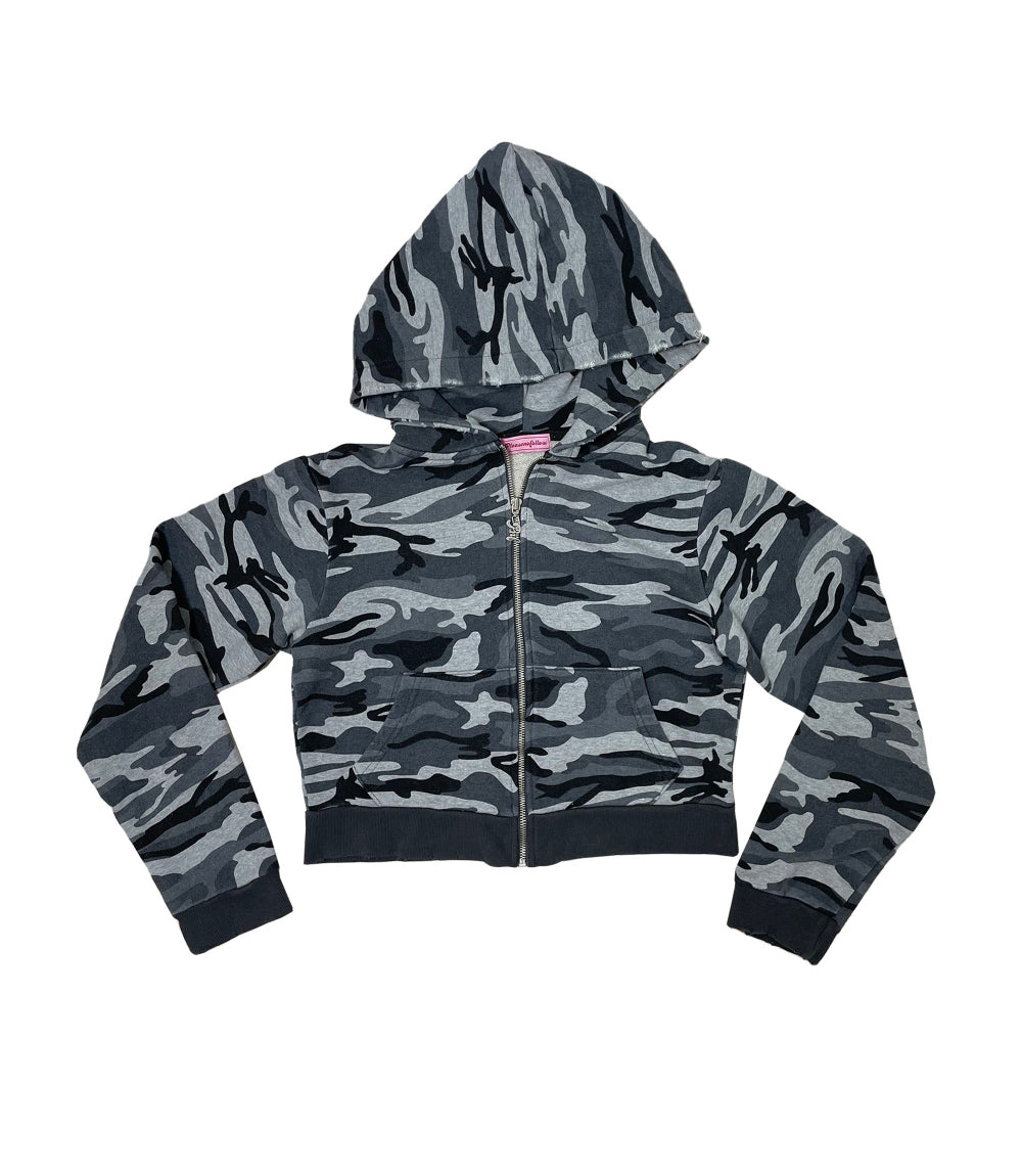 PNF made vintage washing camo hoodie zip up