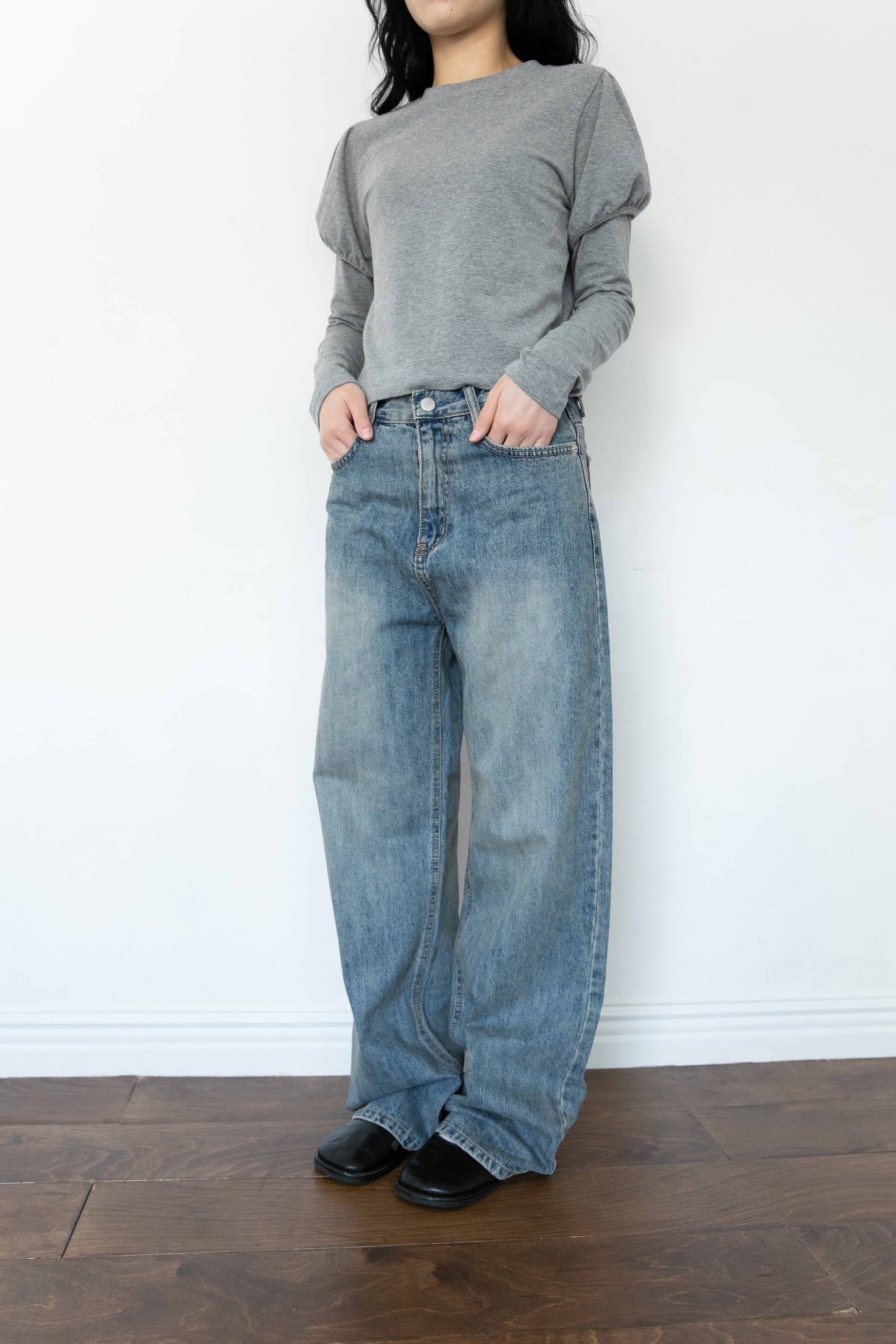 vintage blue washing pants(S-M)