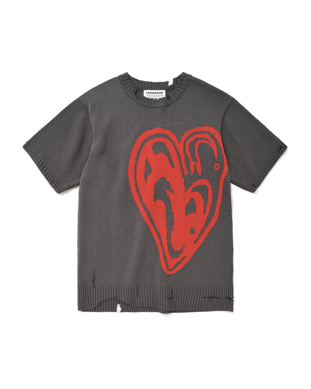 Distressed Heart Knit Tee