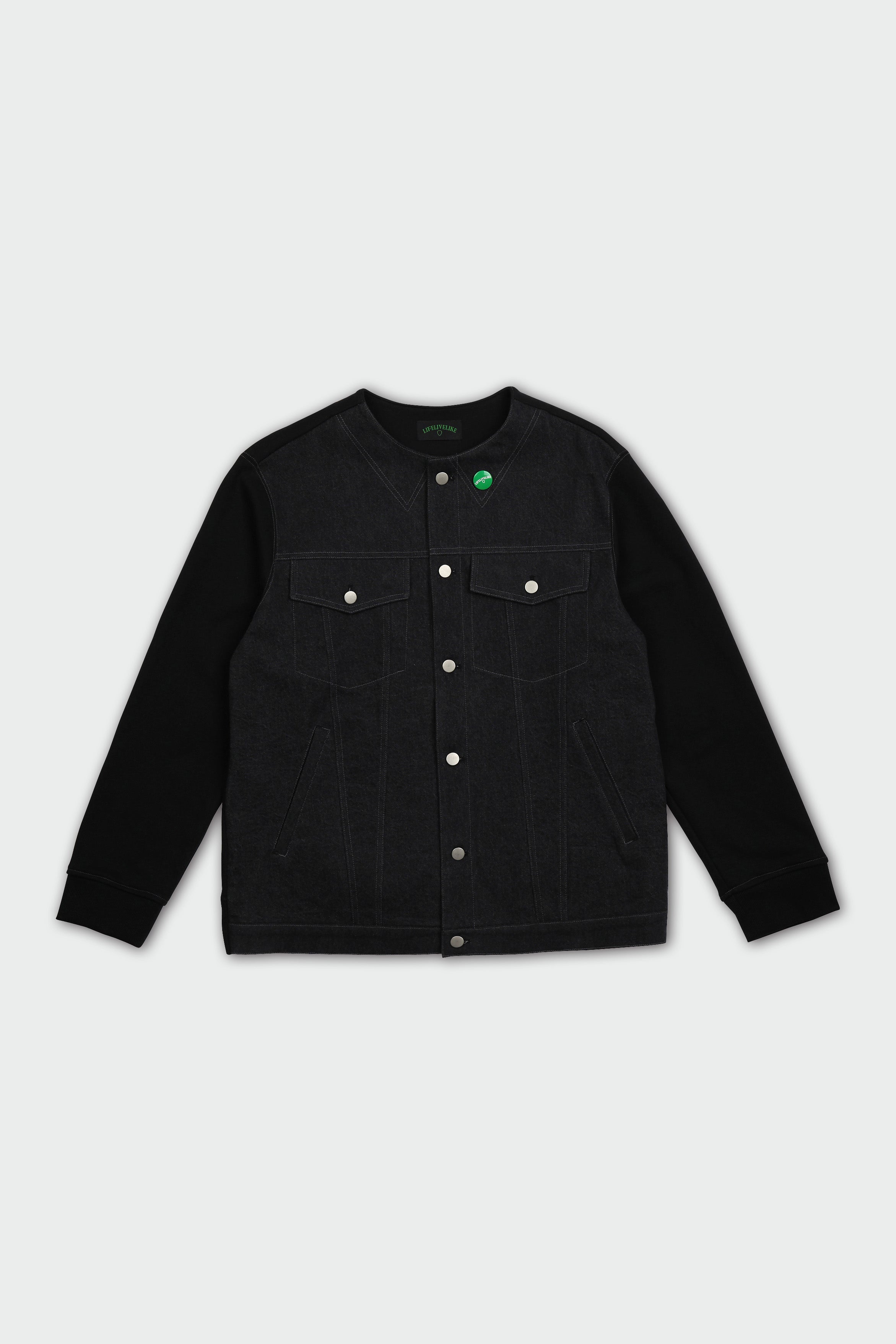 Spliced denim jacket (black)