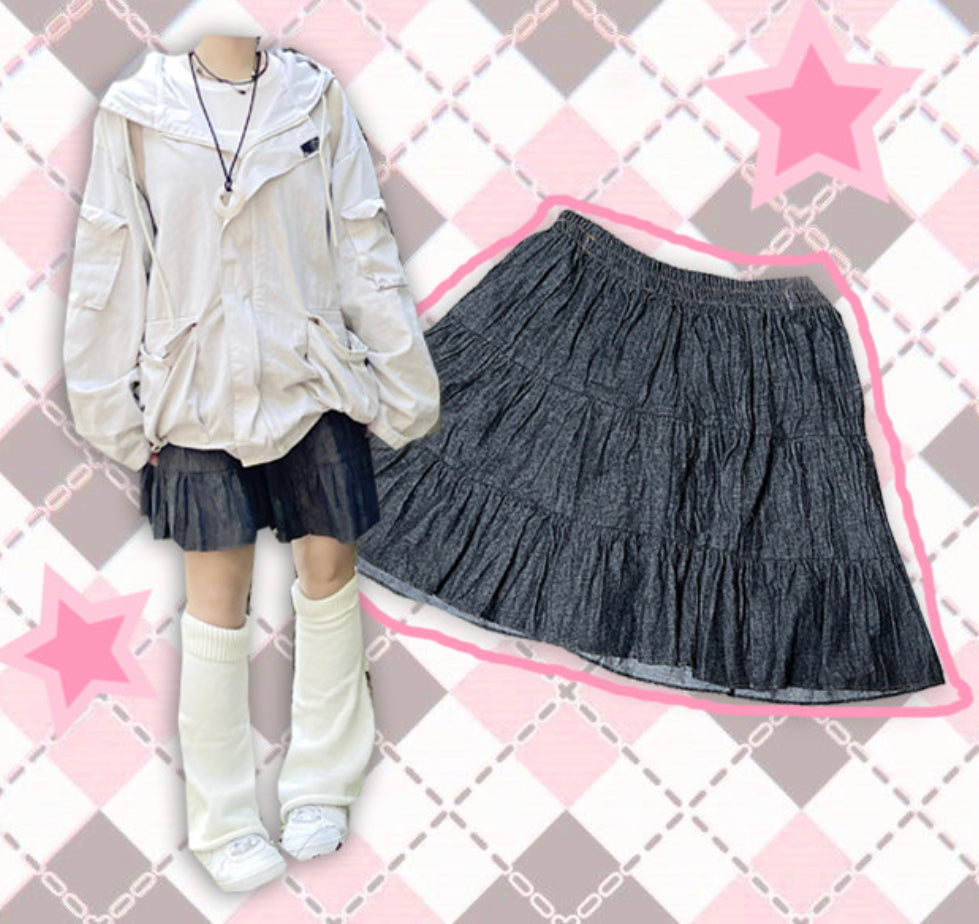 morigirl banding frill skirt