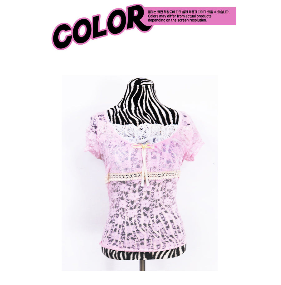 lovely pink lace ribbon T