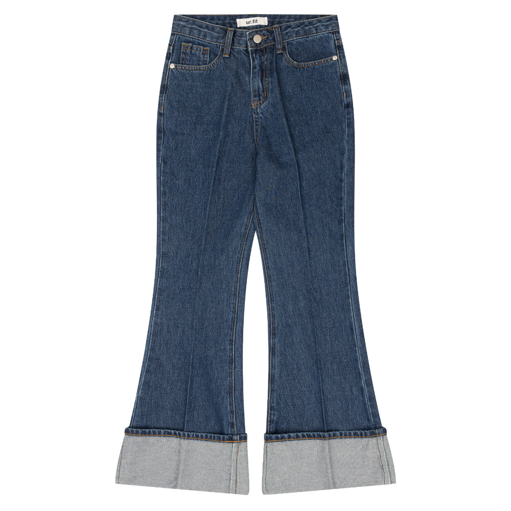 BOOT CUT ROLLED UP NON-SPAN DENIM [6639]