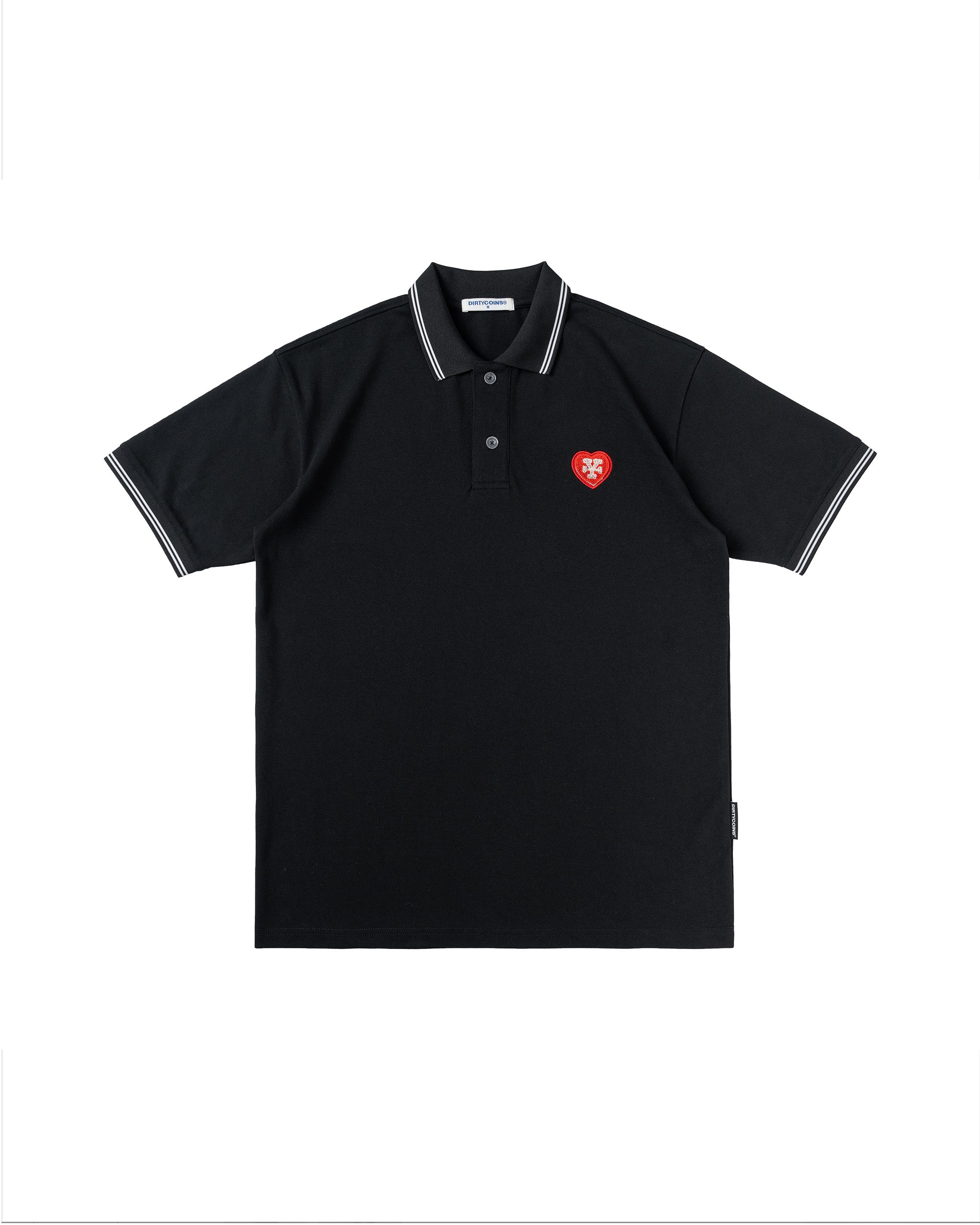 Heart Patch Regular Polo - Black