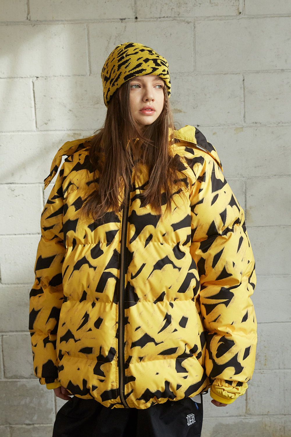 BSR2223FWJK002 SWIRLING LOGO  HOODIE WELLON PARKA YELLOW