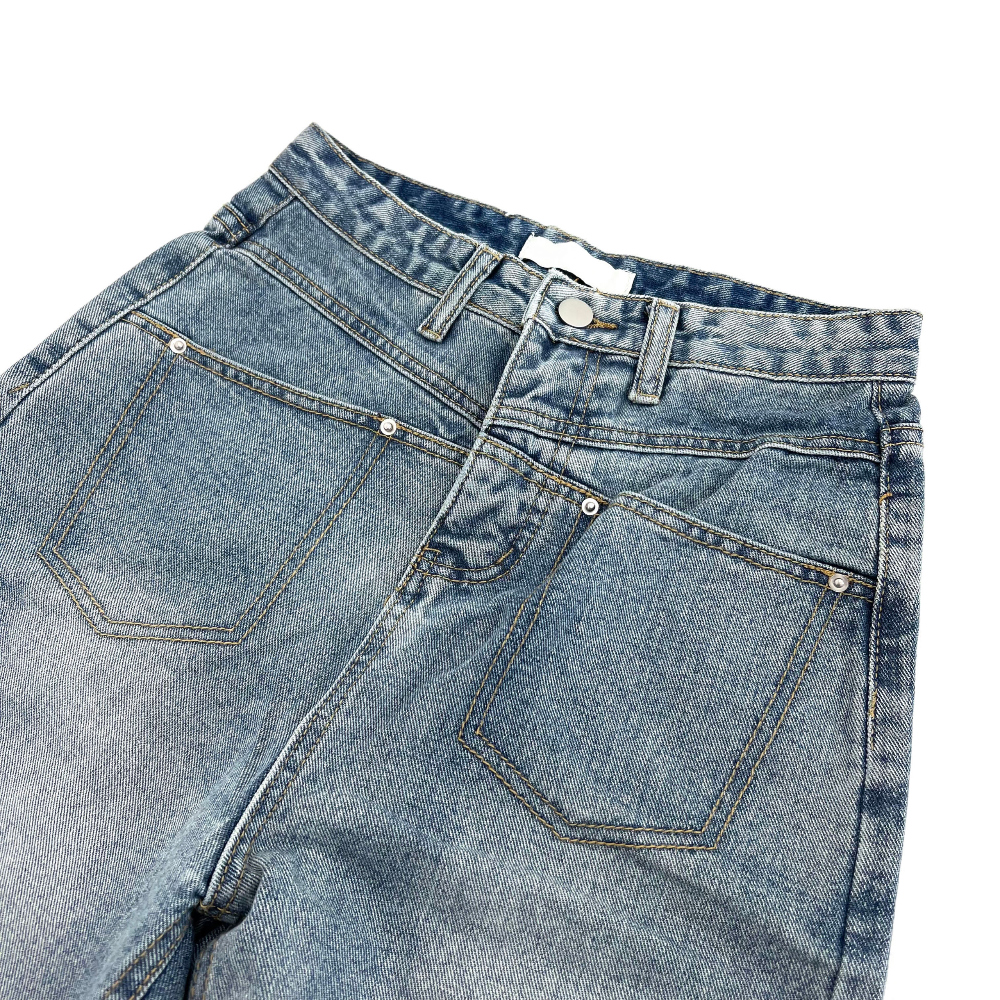 Low pocket vintage semi wide denim pants