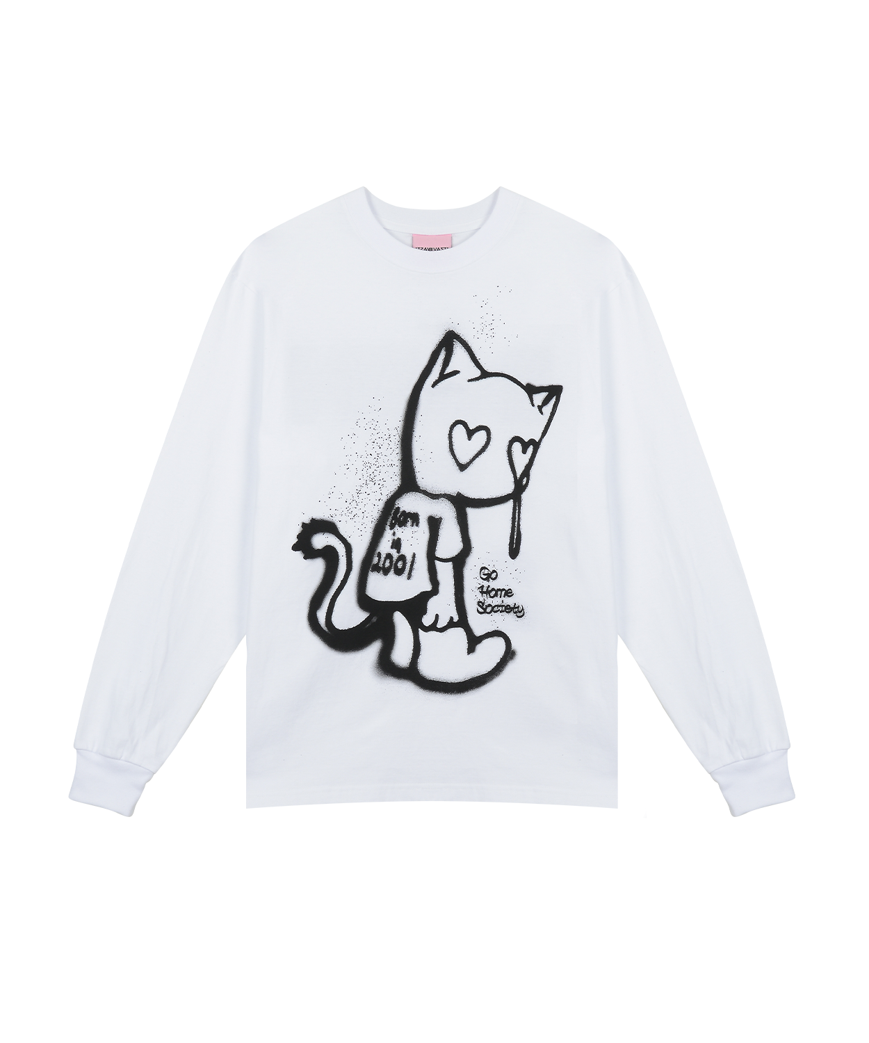 LOVE CRYING CAT LONG SLEEVE - WHITE