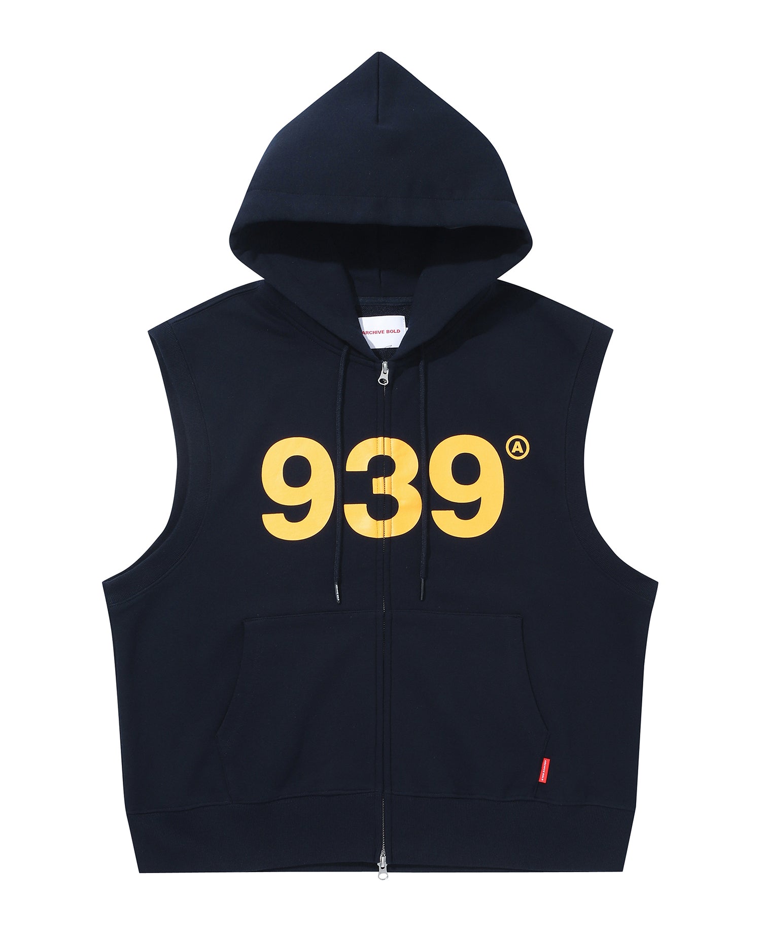 939 LOGO HOOD ZIP-UP SLEEVELESS (NAVY)