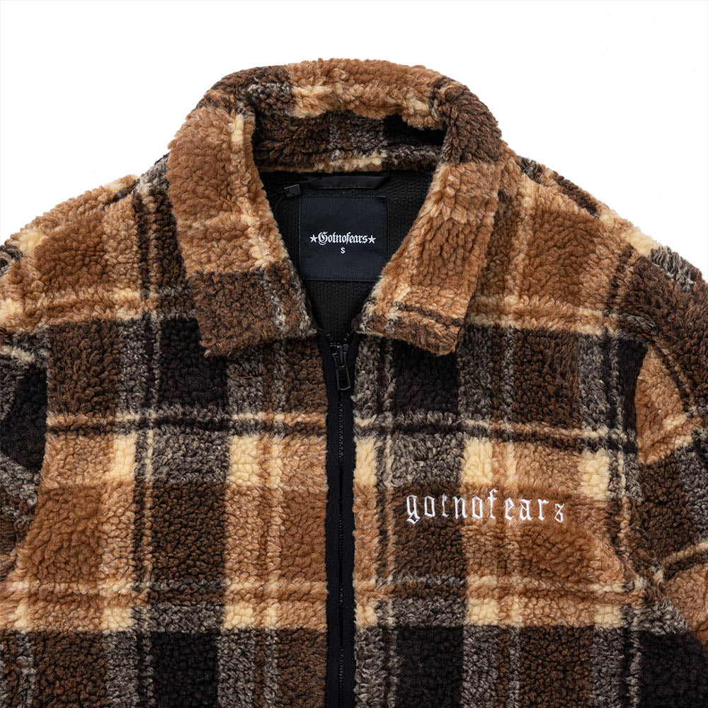 PLAID TEDDY FUR JACKET