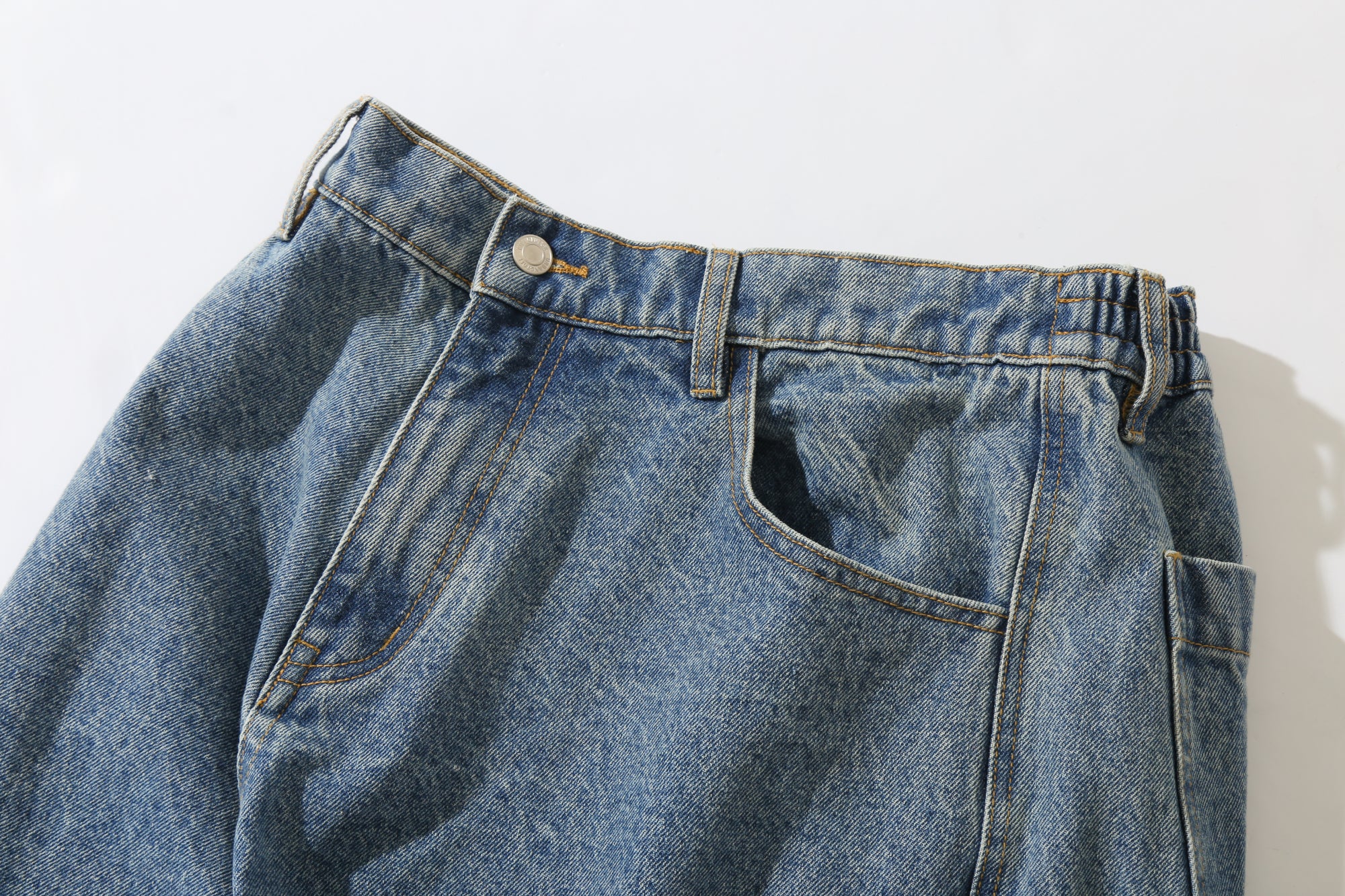 Washed Cargo Denim Pants (Blue)