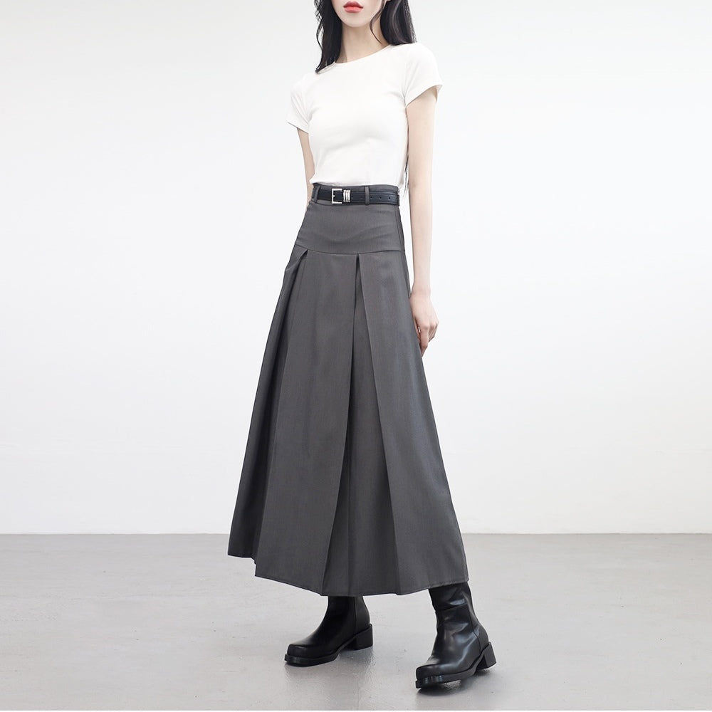 Kefit Modern Pleats Long Skirt (belt set)