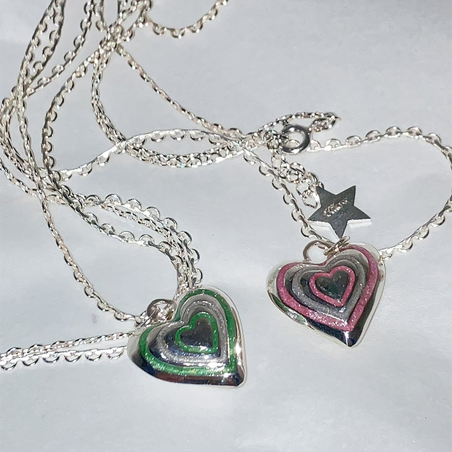 puffy double heart necklace