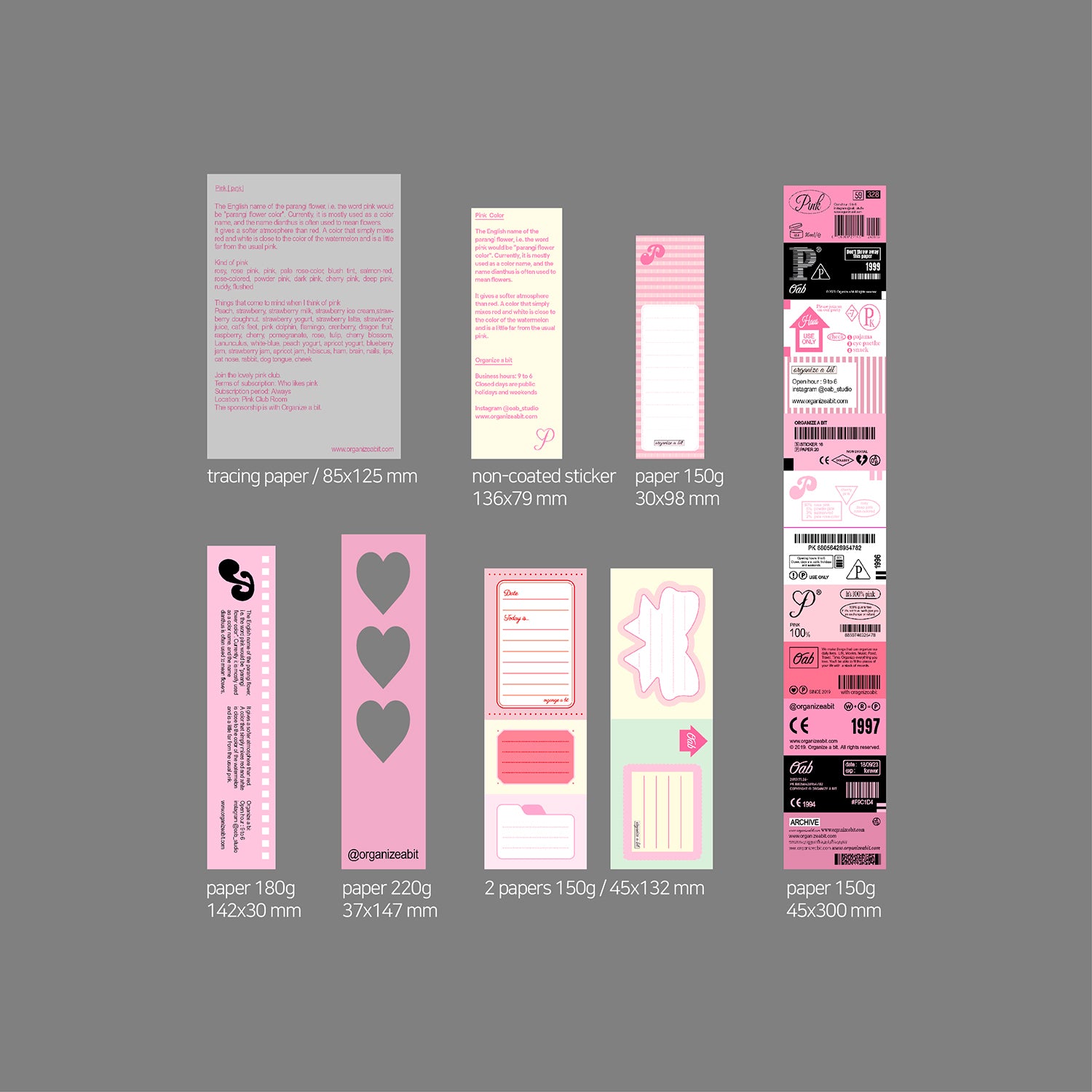 oab tone pack pink / scrap sticker set