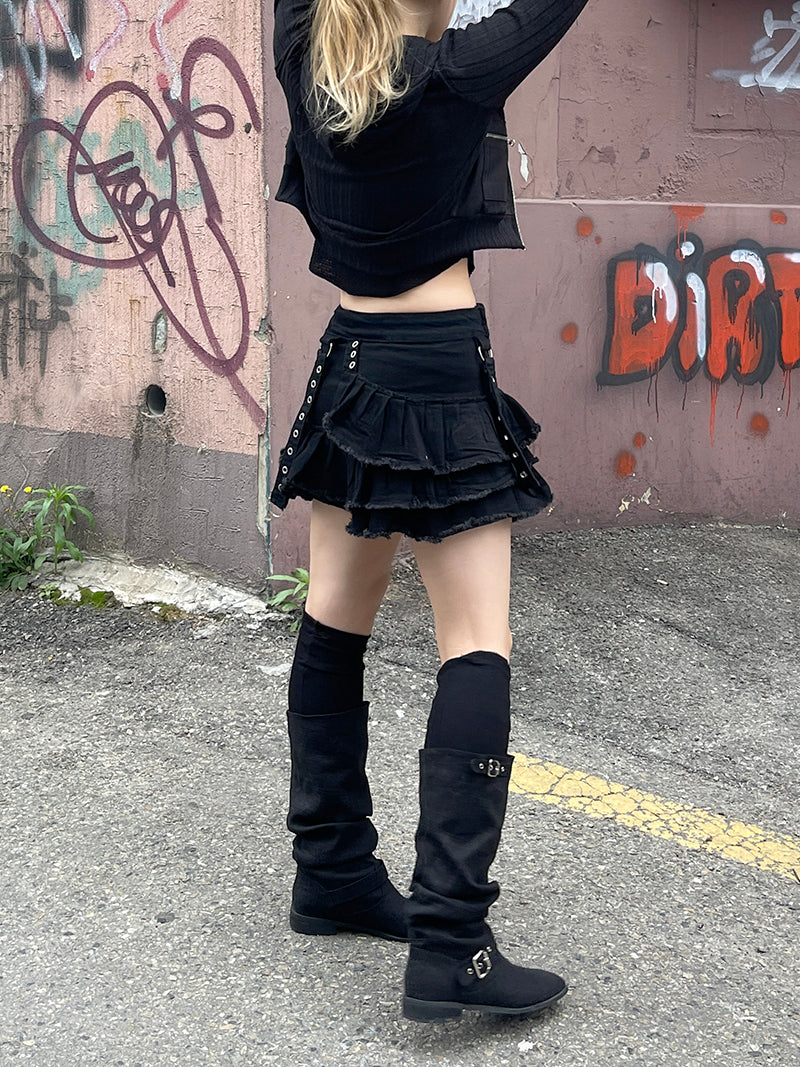 y2k punk damage cancan mini skirt