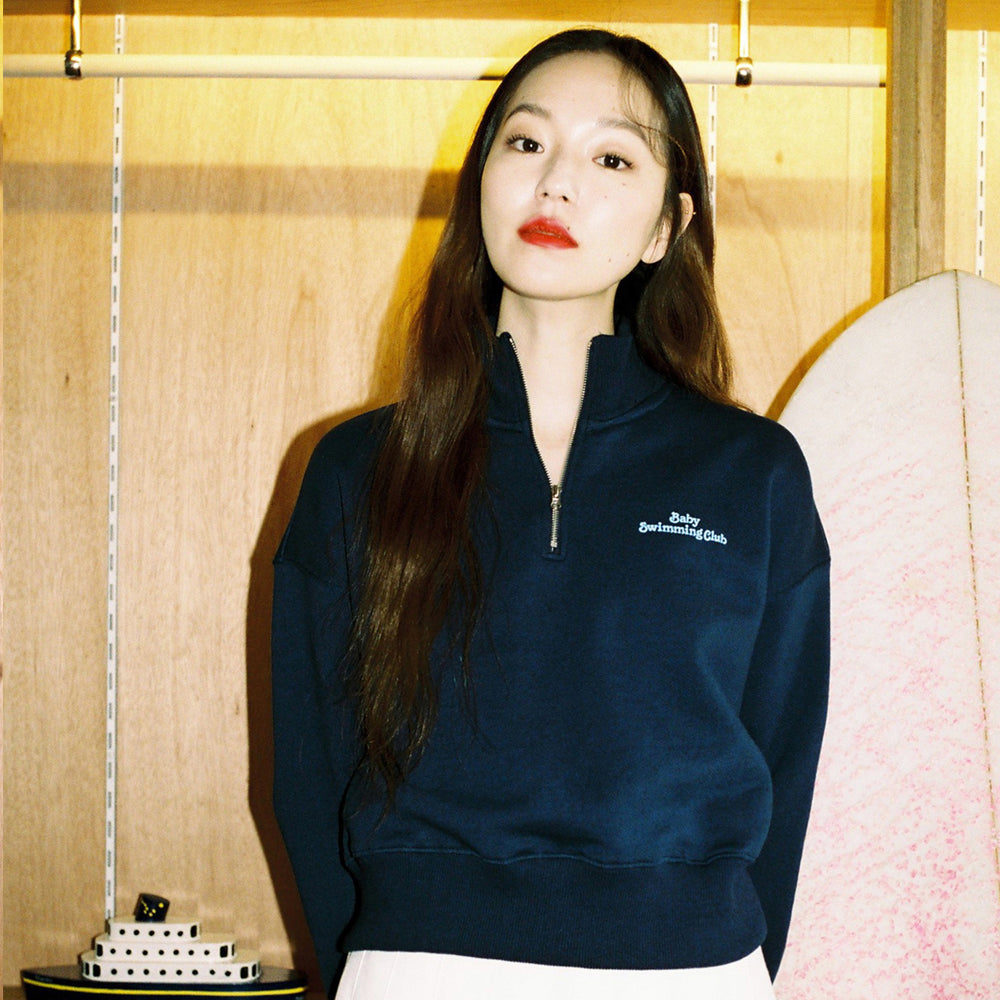 [Call me baby] Baby Swimming Club Half-Zip Pullover (Navy)