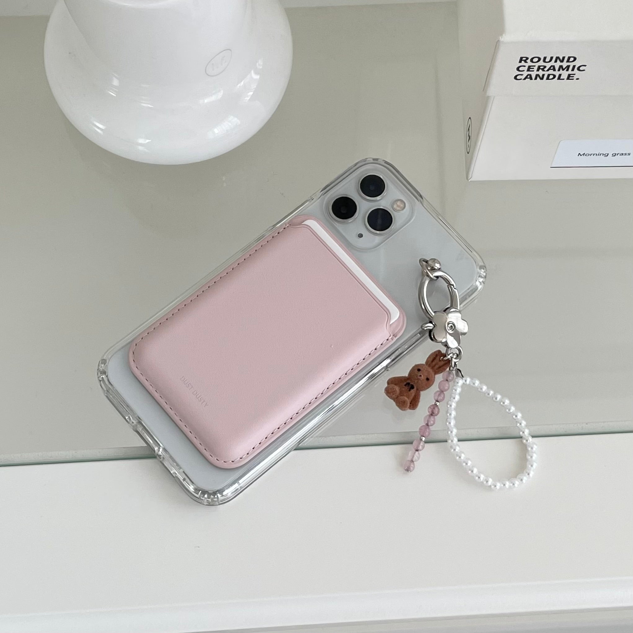 Pink MagSafe card case+keyring ring case