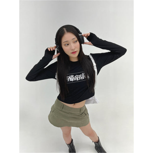 スタックスローガンロゴウォーマークロップ長袖Tシャツ / STACK SLOGAN LOGO WARMER CROP 3COLOR