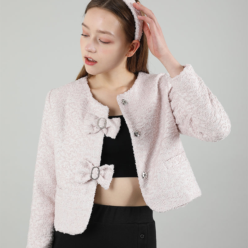 Tweed Ribbon Jacket Pink