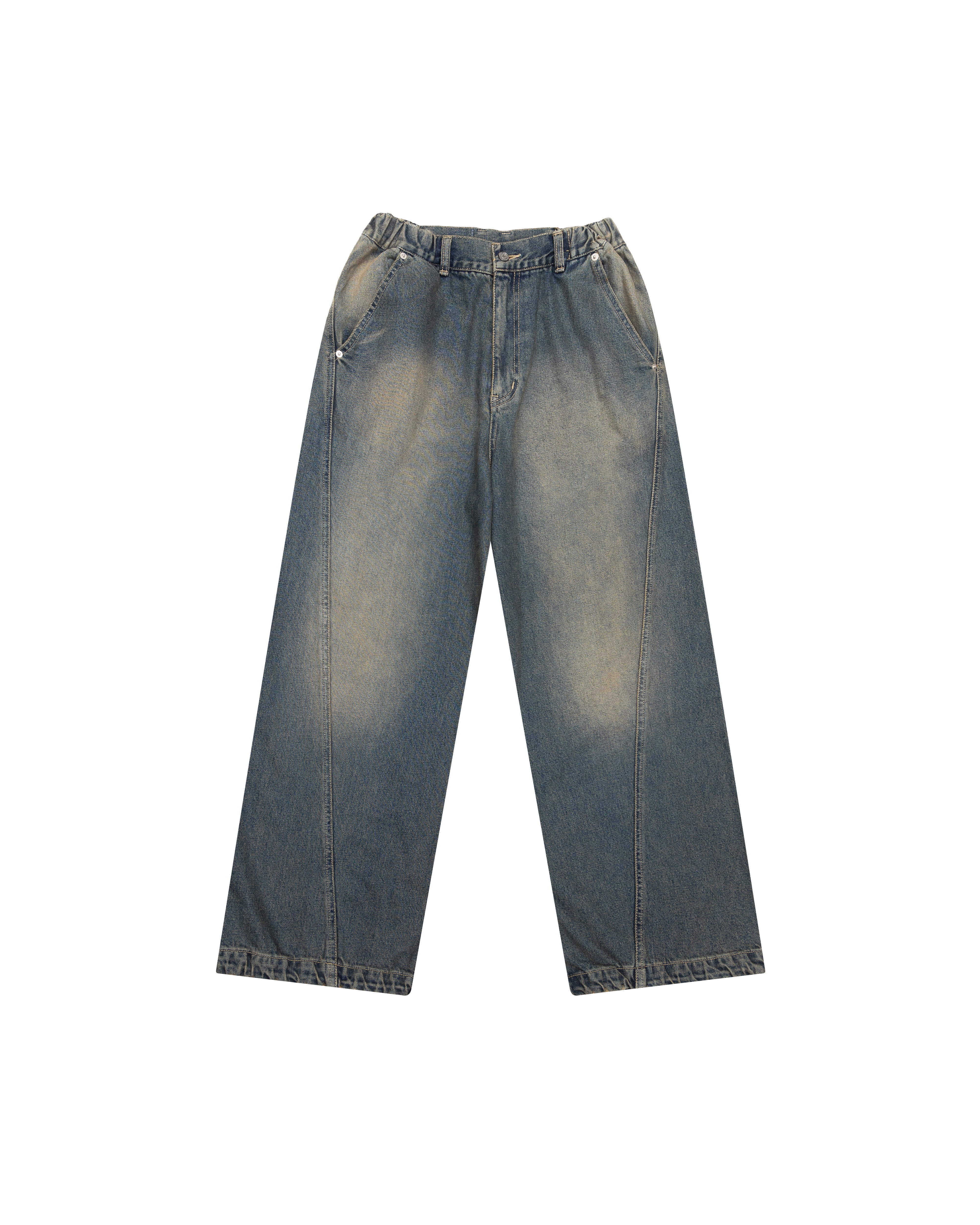 Paneled Denim Pants (Blue)