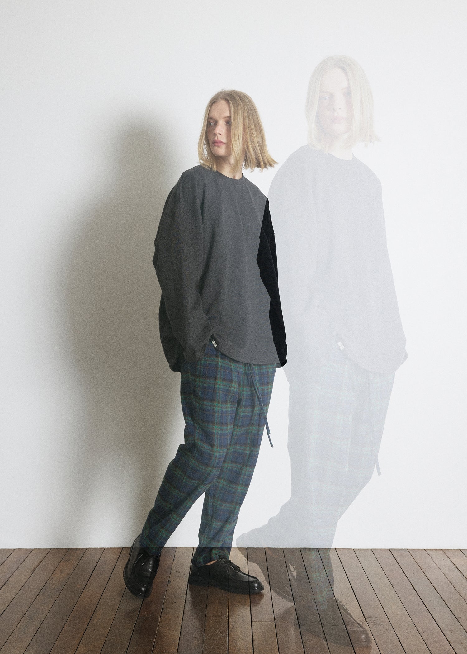 DREAMCATCHER CHECK LOOSE-FIT PANTS (Blue)