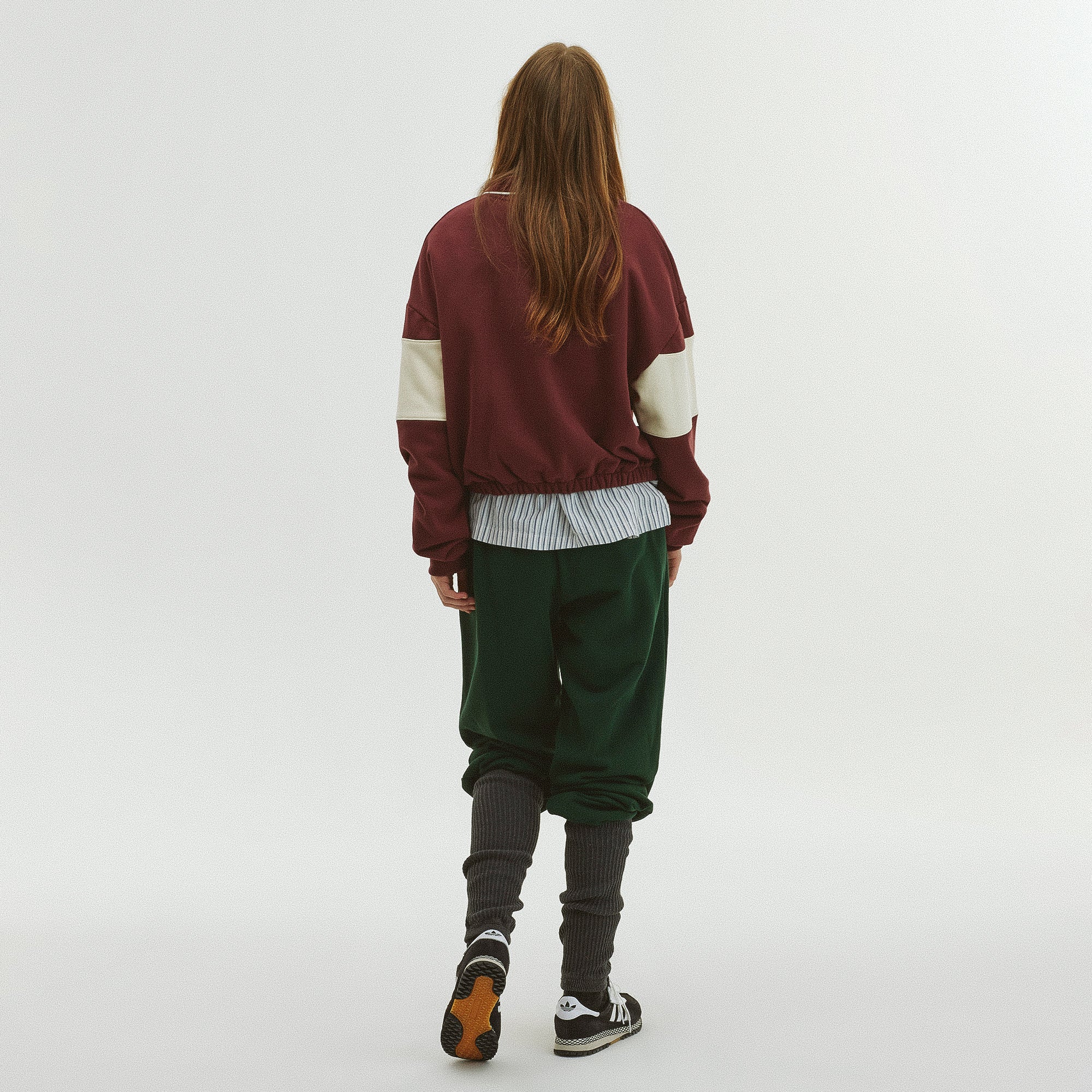 COLOR BLOCK COLLAR SWEATSHIRT_BURGUNDY