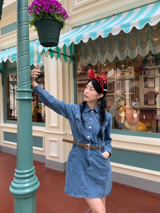 denim collar dress