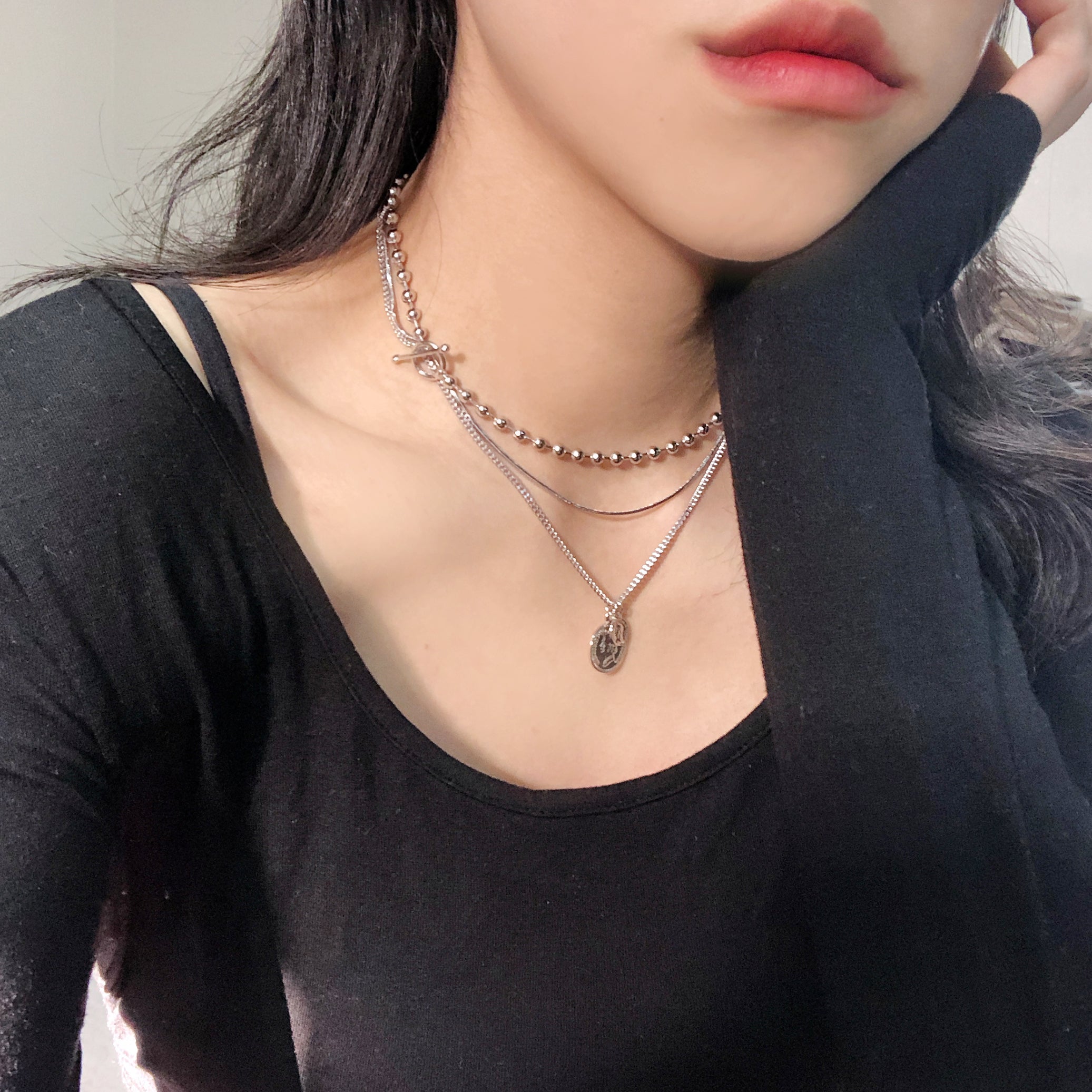 Unique bold chain layered necklace