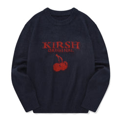 CHERRY JACQUARD GRAPHIC ROUND KNIT [NAVY]