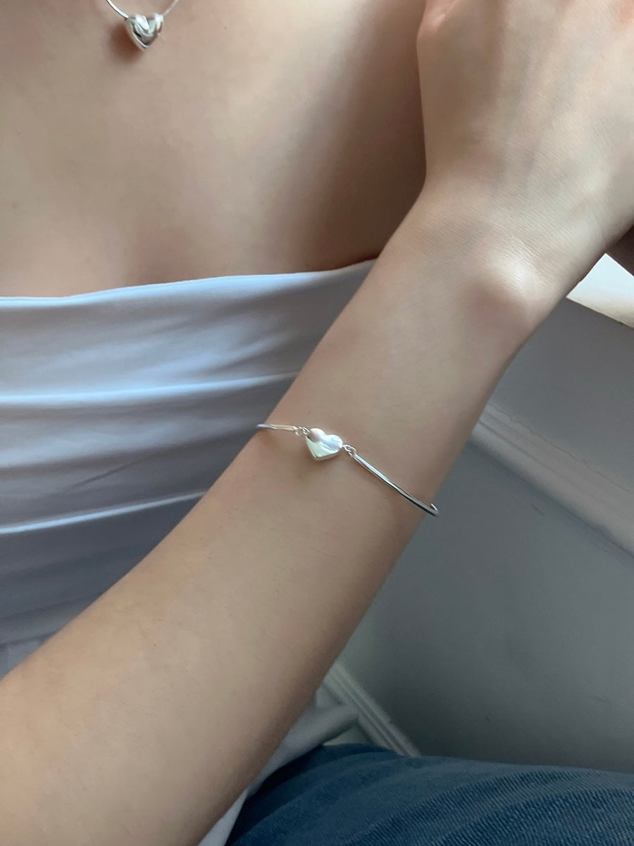 [92.5silver] heart bangle