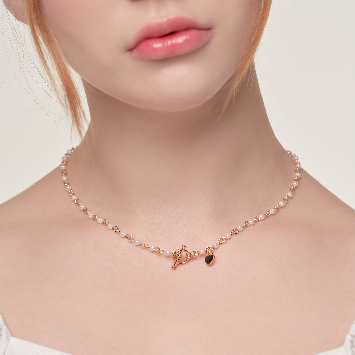 HEART TOGGLE PEARLS CHOKER